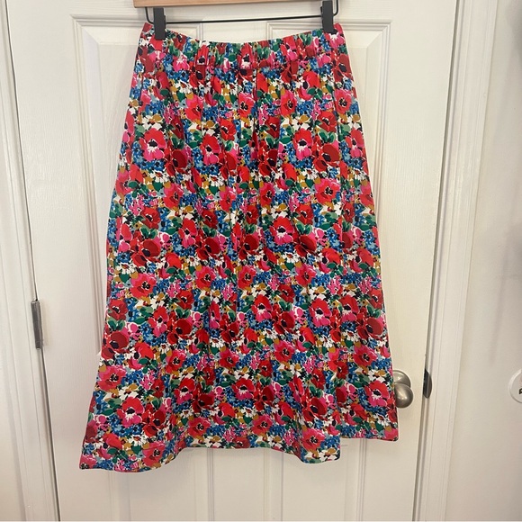 NWT Boden Hattie Poplin Midi Floral Preppy Skirt 100% Cotton Multi Color - Picture 9 of 10